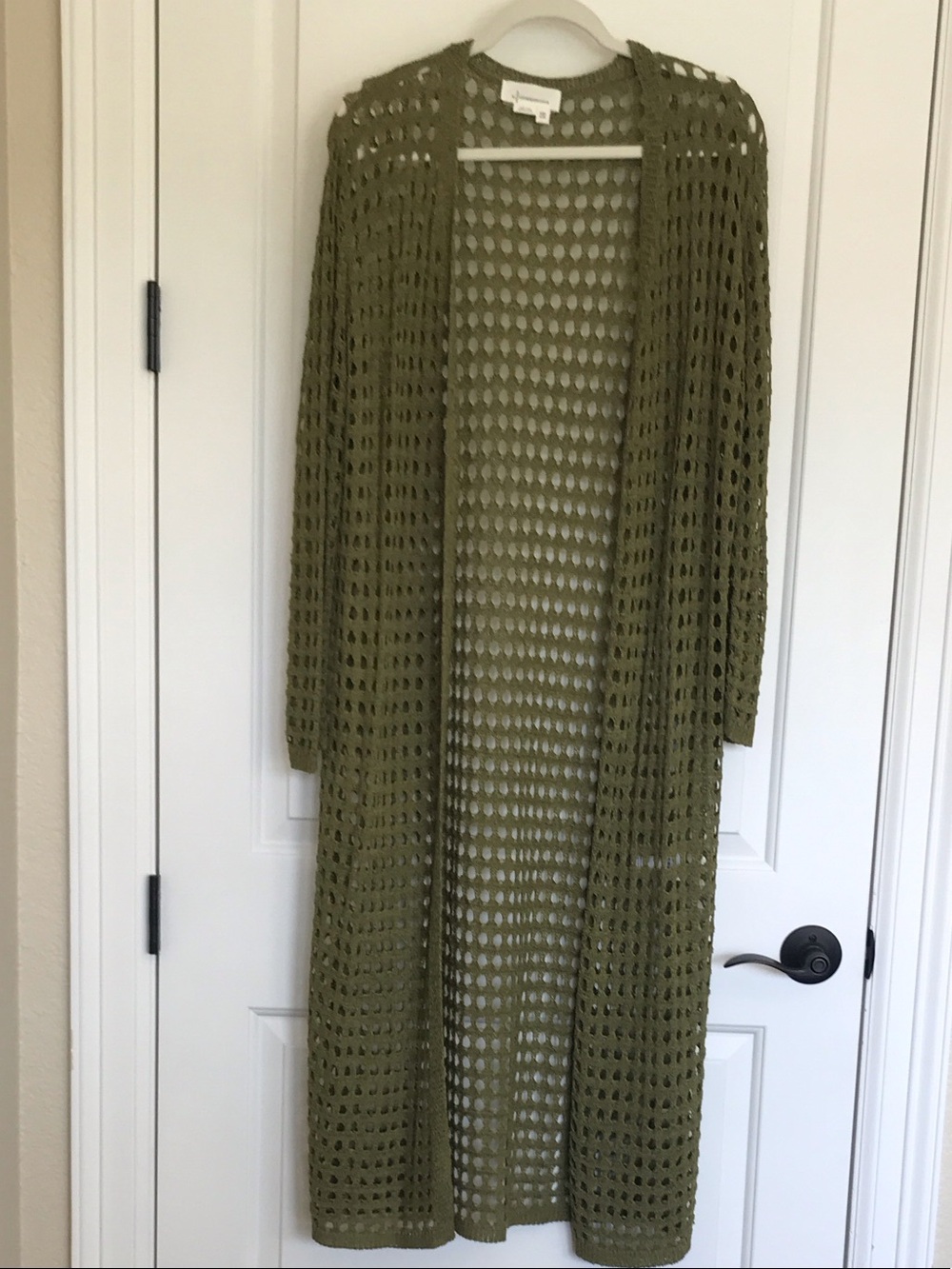 Anthropologie Olive Open-Weave Maxi Cardigan